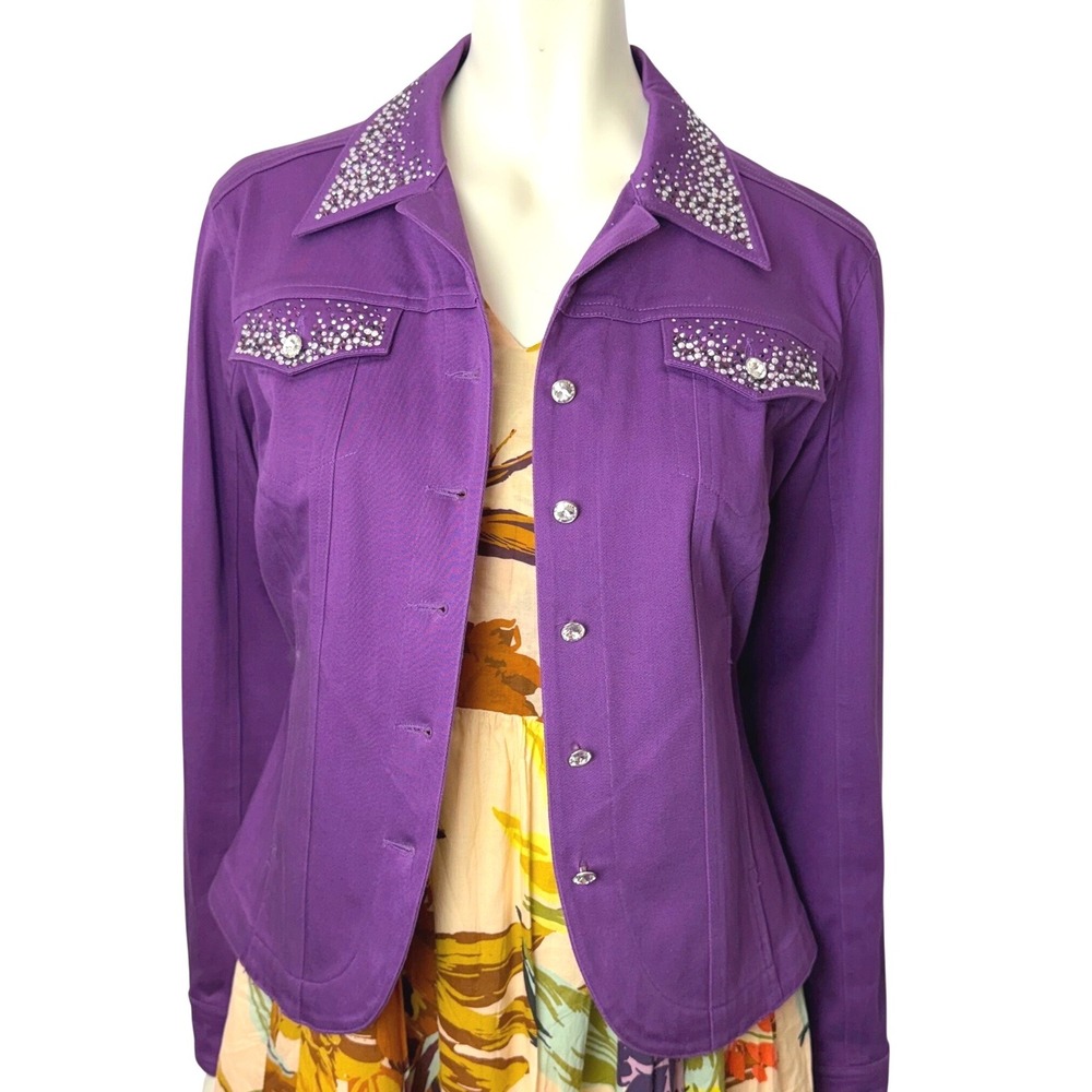 Christine Alexander Purple Swarovski Crystal Rhinestone Jacket Cowgirl Glam Sz M